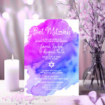 Convites Gêmeos Cores Aquíferos Púrpura Azul Estrela Azul B<br><div class="desc">** Gêmeos **Cartões de convite para Bat Mitzvah religiosos judeus religiosos lindos. Púrpura, violeta, azul, turquesa com estrela de David em branco. Letras modernas de script. "É chamado para o TORAH como um Bar Mitzvah". Perfeito para a filha de 12 anos, garota. Fácil de editar - basta adicionar suas informações/texto....</div>