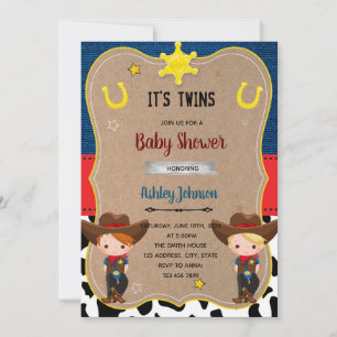 Convites Gêmeos cowboy fofos convidam