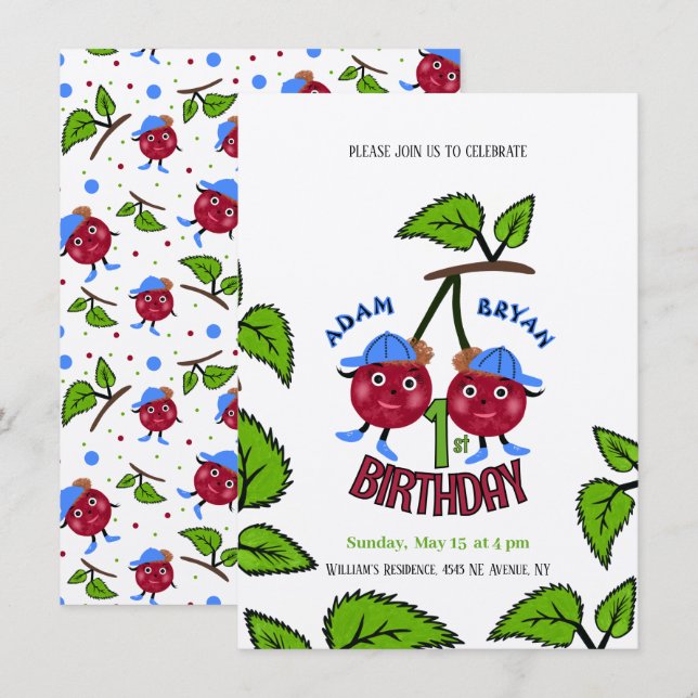 Convites Gêmeos das cerejas (Frente/Verso)