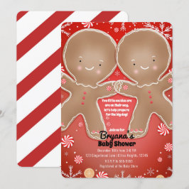 Convites Gêmeos de Pão de Mel de Hortelã Natal Festa de Beb