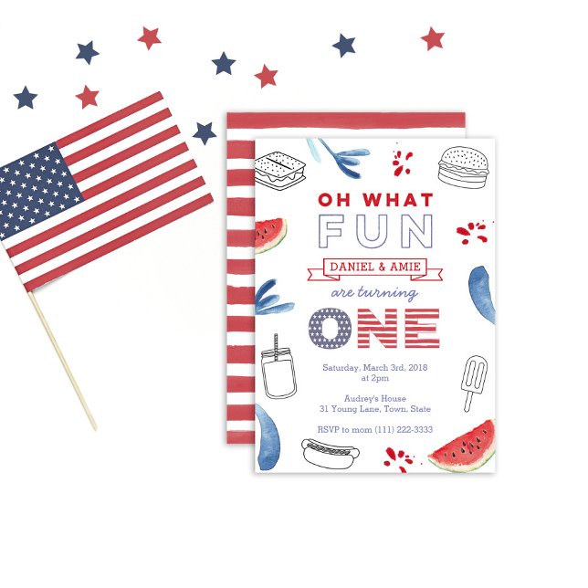 Convites Gêmeos Divertidos Para Serem Uma Primeira Festa de (Criador carregado)