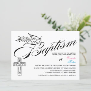 Convites Gêmeos do batismo da caligrafia