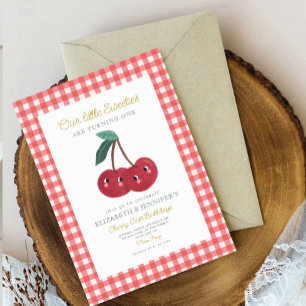 Convites Gêmeos docinhos Cherry Primeiro Aniversário