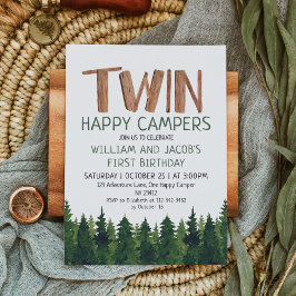 Convites Gêmeos Felizes Campos Woodland Boys primeiro anive