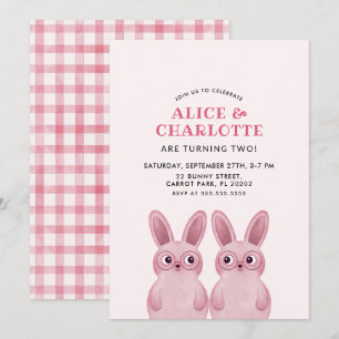 Convites Gêmeos Festa de Aniversário da Coelhinha para Meni