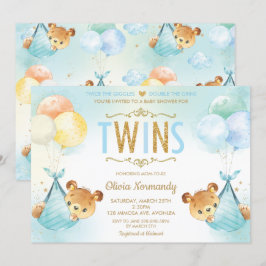 Convites Gêmeos gêmeos gêmeos bebês Ursos de Teddy Chá de f