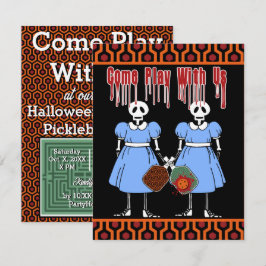 Convites Gêmeos horrorosos do Halloween Costume Pickleball 