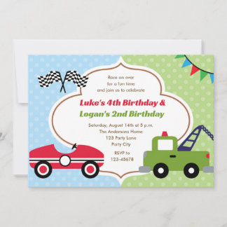 Convites Gêmeos Invitam Carro Raça de Aniversário