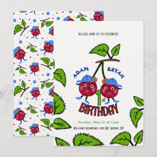 Convites Gêmeos meninos cerejas