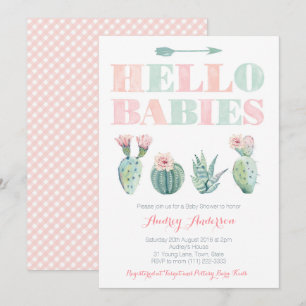 Convites Gêmeos ou Chá de fraldas Conjunta com Suculentes