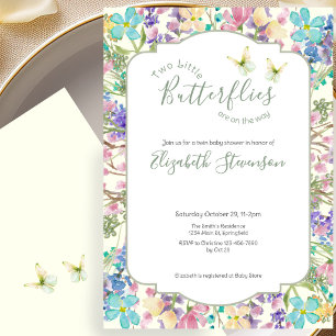 Convites Gêmeos Pequenas Borboletas Floral Baby Shower