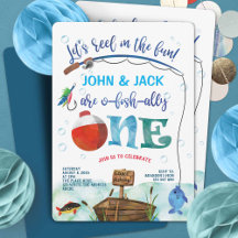 Gêmeos primeiro aniversario O-fish-al dos rapazes