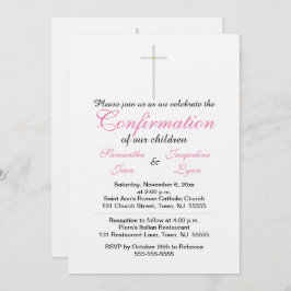 Convites Gêmeos Rosa de Confirmação