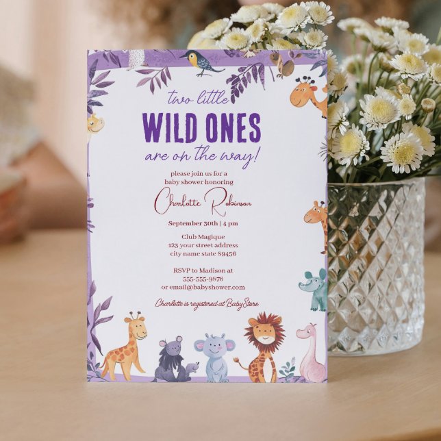 Convites Gêmeos Safari Chá de fraldas Dois Pequenos Selvage (Criador carregado)