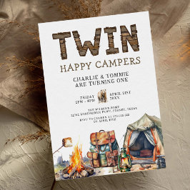 Convites Gêmeos Um primeiro aniversario Russo Feliz da Camp