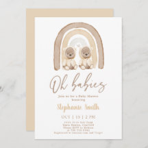 Gêmeos Ursos Teddy Chá de fraldas Arco-Íris Convit