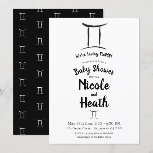 Convites Gêmeos Zodíaco Maio Junho Astronomia Chá de Bebê