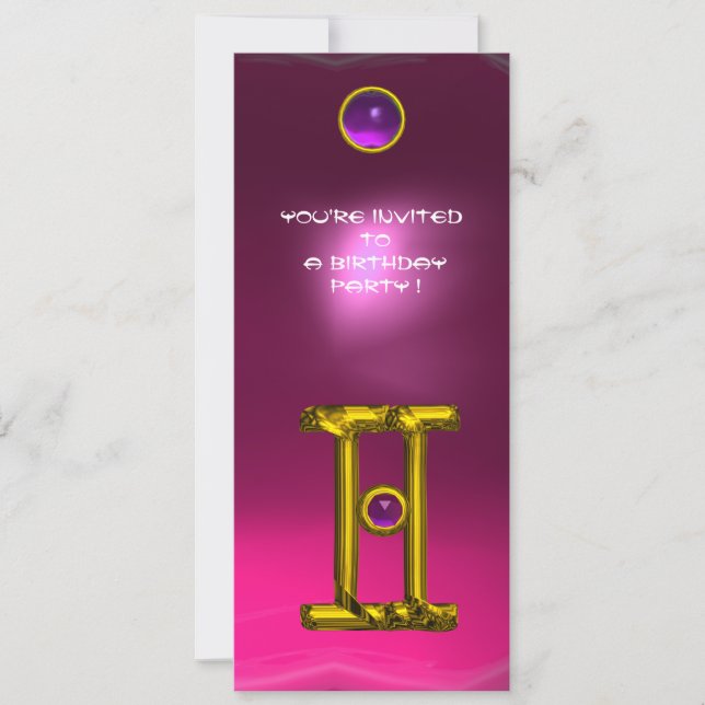 Convites GEMINI ALEXANDRITE,ametista amarelo-rosa-rosa-clar (Frente)