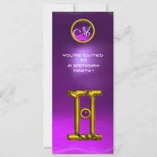 Convites GEMINI ALEXANDRITE MONOGRAM,ametista amarelo-claro