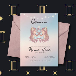 Convites Gemini Zodiac - Sinal de Aniversário