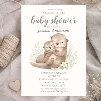 Convites Gender Neutral Cottagecore Boho Otter Baby Shower 