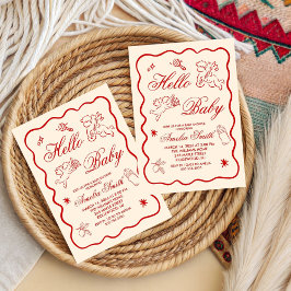 Convites Gender Neutral doodle cupid Baby Shower Invitation