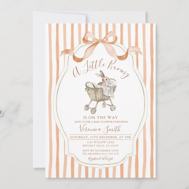 Convites Gender Neutral Easter Spring Bunny Baby Shower (Frente)