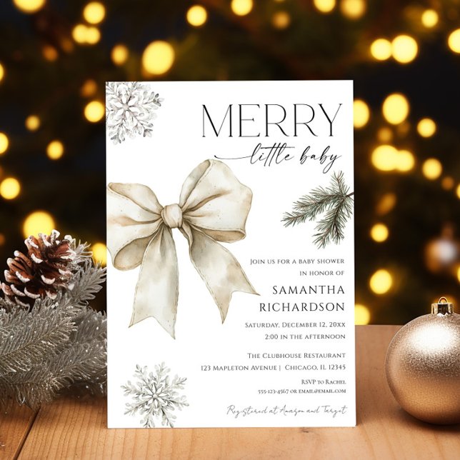 Convites Gender neutral rustic bow snowflakes baby shower (Criador carregado)