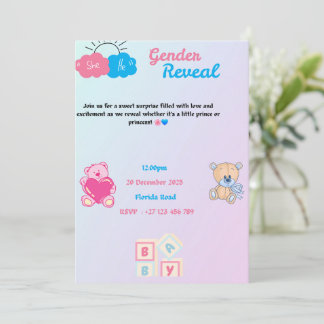 Convites Gender reveal invitation 
