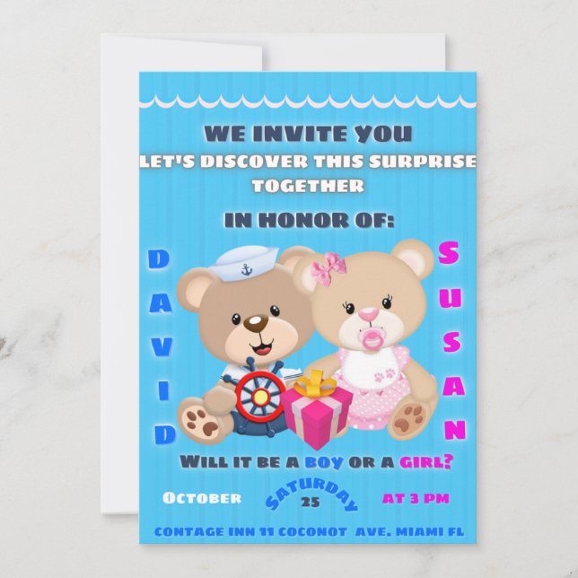 Convites gender reveal invitation (Frente)