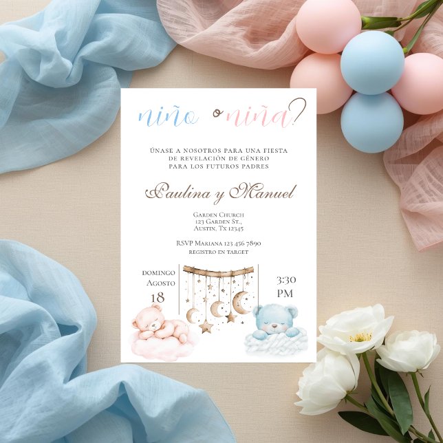 Convites Gender Reveal Invitation Spanish (Criador carregado)