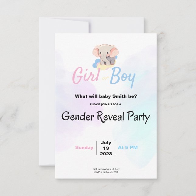 Convites Gender Reveal Party & Baby Shower Invitation (Frente)