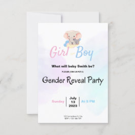 Convites Gender Reveal Party & Baby Shower Invitation