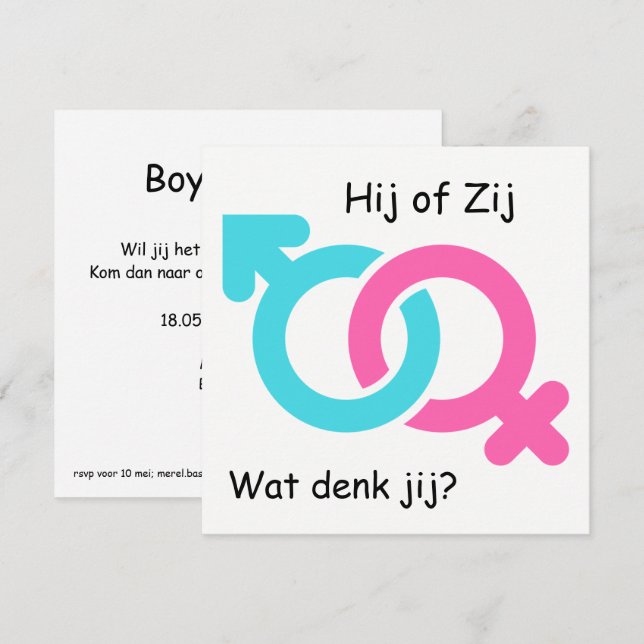 Convites Gender Reveal Party uitnodiging (Frente/Verso)