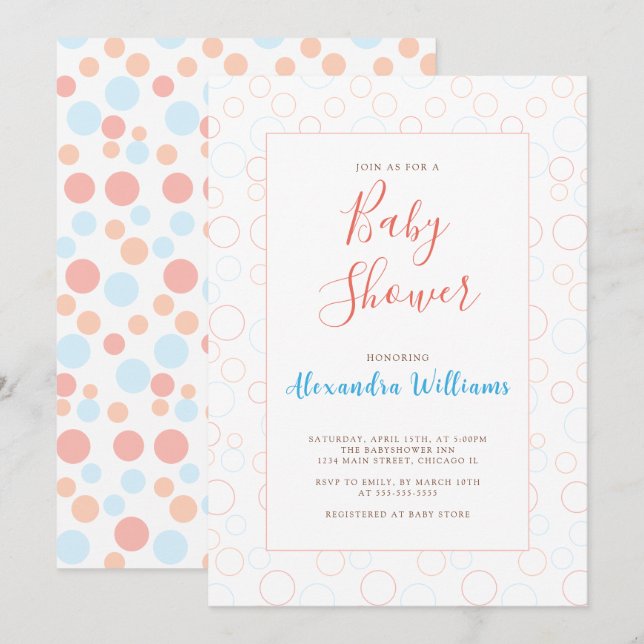 Convites Gênero Chá de fraldas Colorido Simples (Frente/Verso)