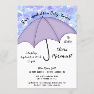 Convites Gênero Chá de fraldas de guarda-chuva neutro Con
