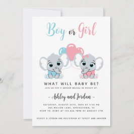 Convites Gênero de Elefante para Bebês Bonito Revelar Convi