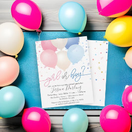 Convites Gênero Revela Balões Rosa e Azul e Confetti