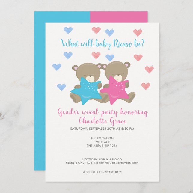 Convites Gênero Revela O Que O Bebê Será Chá de fraldas (Frente/Verso)