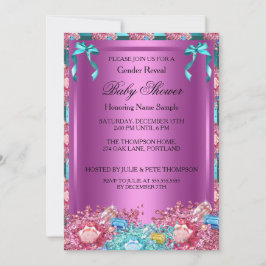 Convites Gênero Revelar Cristais Azuis Cor-de-rosa-Chá de f