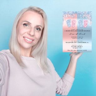 Convites Gênero Revelar Pés Pastel Cor-de-rosa Gêmeos Bebês