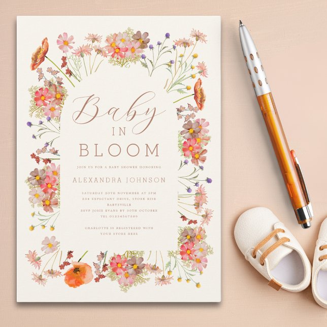 Convites Gênero selvagem Chá de fraldas neutro de queda (Baby in bloom gender neutral fall baby shower)
