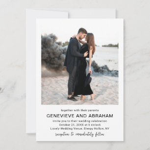 Convites Genevieve Black and White Photo Modern Weding