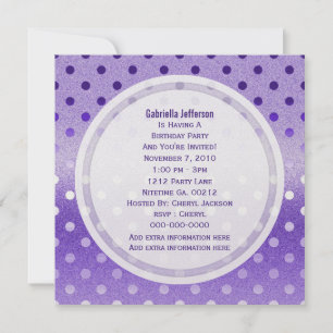 Convites Gentil Purple Sparkle: Polka-pontos:Convite de fes
