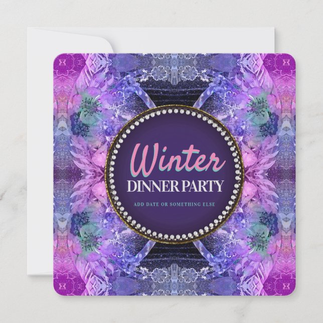 Convites Geo Frills Purple Pink Chá de Aniversário (Frente)