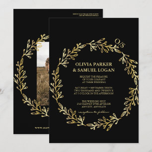 Convites Geometria Floral,Código QR,Casamento Fotográfico M