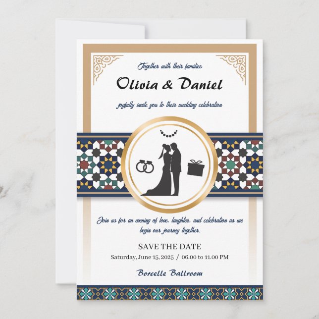 Convites Geometric Bliss Wedding Invitation (Frente)