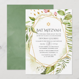 Convites Geometric Crystal Greenery Bat Mitzvah