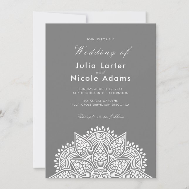 Convites Geometric Glittering Metallic Luxury Wedding (Frente)