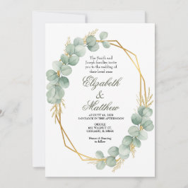 Convites Geometric Gold Eucalyptus Wreath Wedding